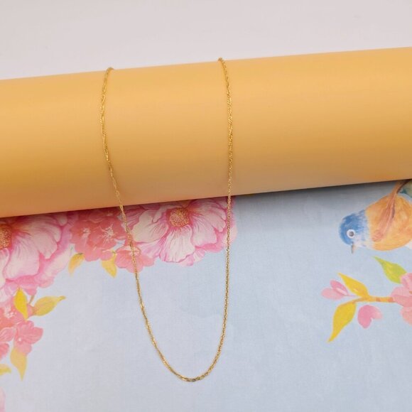 Dainty Rose Gold Twisted Rope Chain Necklace, 24 Inch, Gold Plated, XPNL0108 - Picture 6 of 12